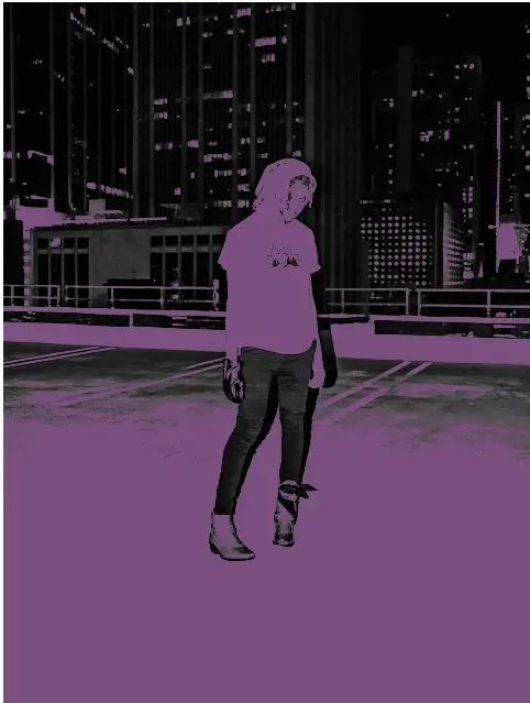Schwarz-weiß-Fotografie mit violetter Farbe im css background-blend-mode: darken